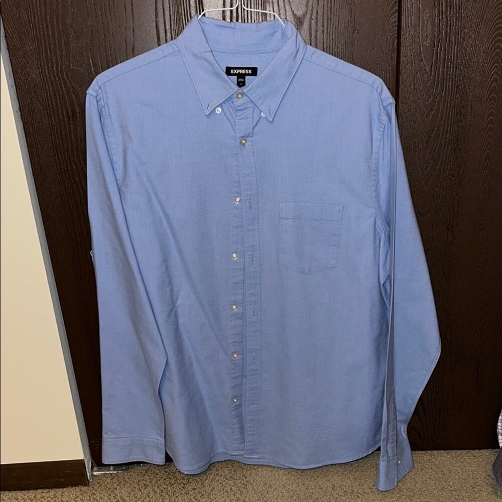 Express Blue Casual Button Down Shirt - size L
